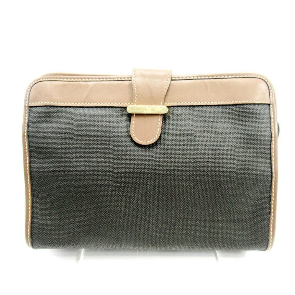 dunhill clutch bag plate PVC leather Auth T17255